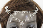 Silver Head Metal Chains Flower Beads Forehead Braids  Hair Wedding